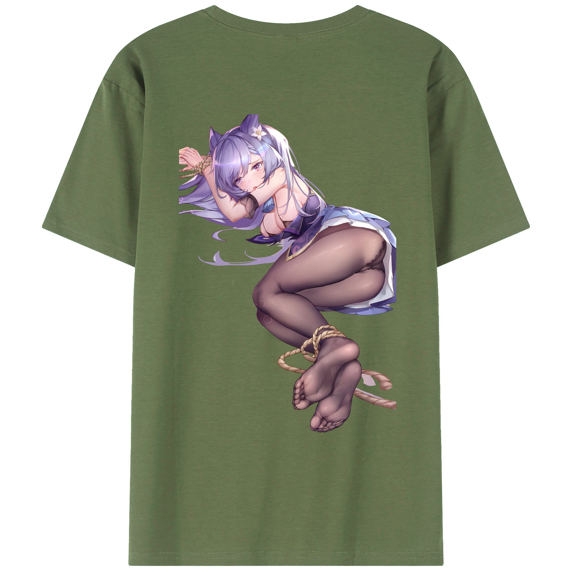 げんし神 刻晴 こくせい genshin Kokusei 綿100％ メンズ半袖Tシャツ（バックプリント） 通気性